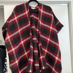Loft Red and Black Plaid Shawl
